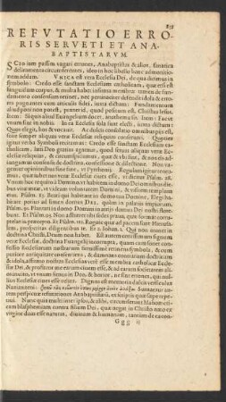 Refutatio Erroris Serveti Et Anabaptistarum.
