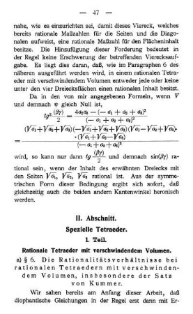 l. Teil. - Rationale Tetraeder mit verschwindendem Volumen.