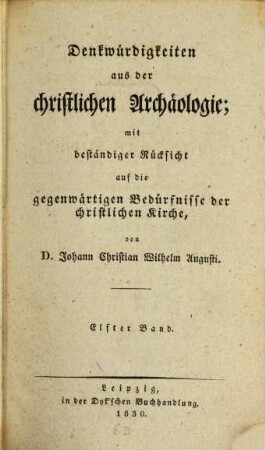 Die gottesdienstlichen Personen und Oerter der christlichen Kirche : archäologisch dargestellt