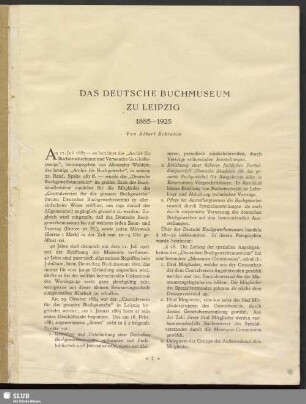 Das deutsche Buchmuseum zu Leipzig. 1885-1925
