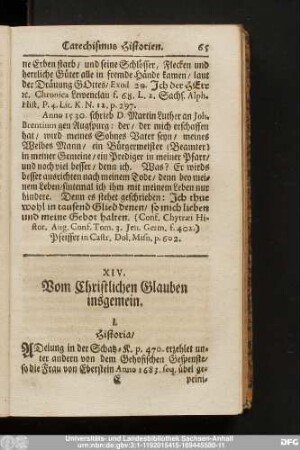 XIV. Vom Christlichen Glauben insgemein.