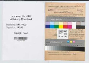 Entnazifizierung Paul Gerigk, geb. 28.05.1908 (Verw.Angest.)