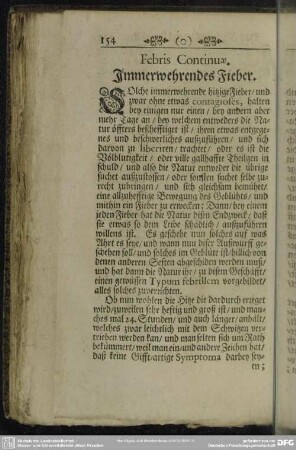 Febris Continuae. Immerwehrendes Fieber