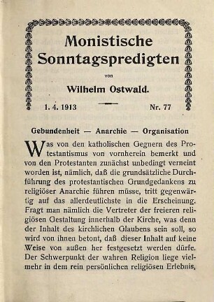 Monistische Sonntagspredigten, I,77 - 100