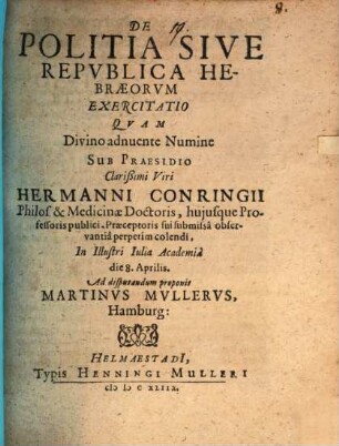 De Politia Sive Republica Hebraeorum Exercitatio