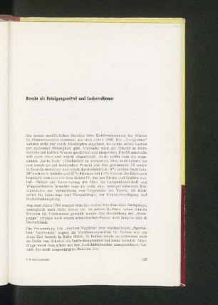 Benzin als Reinigungsmittel und Lackverdünner