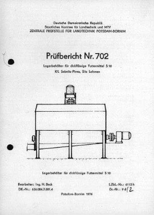 Lagerbehälter für dickflüssige Futtermittel S 10