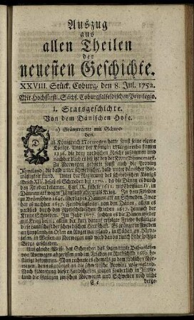 XXVIII. Stück. Coburg, den 8. Jul. 1752.