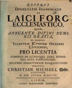 Diss. inaug. de laici foro ecclesiastico