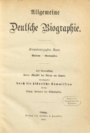 Allgemeine Deutsche Biographie, 41. Walram - Werdmüller