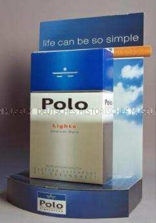 Werbeaufsteller für "Polo Lights und für Polo"-Zigaretten