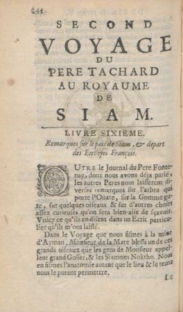 Livre sixième. Remarques sur le pais de Siam ...