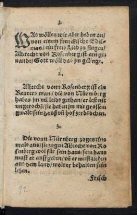 WAs wöllen wir aber heben an/ || von einem frenckische Edel=||man/