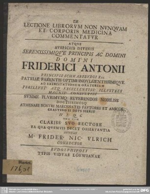De Lectione Librorum Non Nunquam Et Corporis Medicina Commentatur