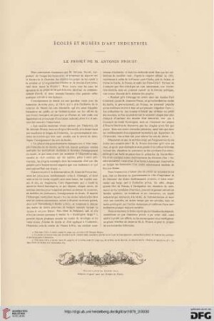 5: Écoles et musées d'art industriel : le projet de M. Antonin Proust