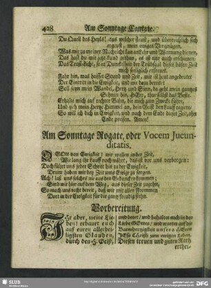 Am Sonntage Rogate, oder Vocem Jucunditatis