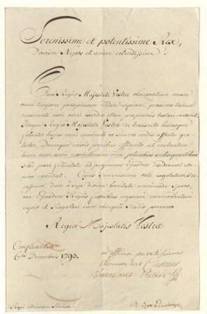Brief von Klemens Wenzeslaus  an Ferdinando 