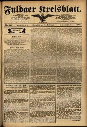 Erste Ausgabe vom Samstag, den 16. September 1905.
