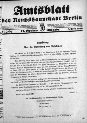 11. Sonder-Ausgabe, 8. April 1940