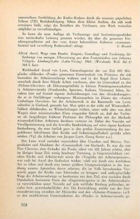 508-510 [Rezension] Ancel, Alfred, Wege zum Bruder