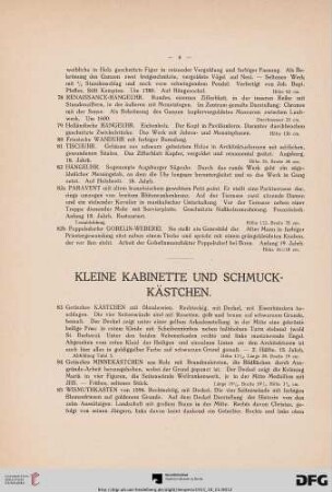 Kleine Kabinette und Schmuck-kästchen (Nr. 83-97)