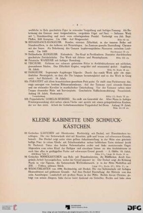 Kleine Kabinette und Schmuck-kästchen (Nr. 83-97)