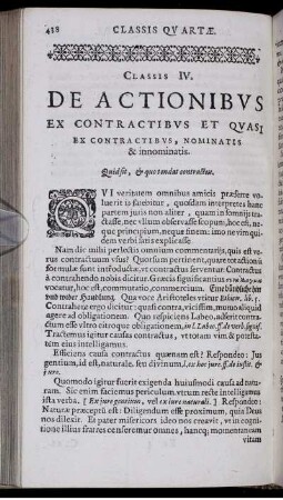 Classis IV. De Actionibus Ex Contractibus Et Quasi Ex Contractibus, Nominatis & innominatis