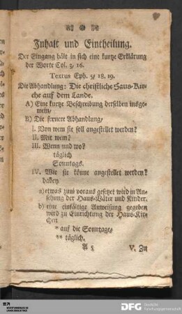 Inhalt und Eintheilung.