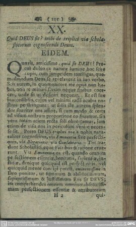 XX. Quid Deus sit? inibi de triplici via scholasticorum cognoscendi Deum