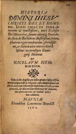 Historia D. Jesu Christi ...