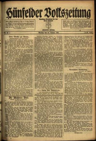 Ausgabe vom Montag, den 31. Januar 1921.