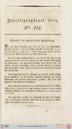 Intelligenzblatt Nro. III