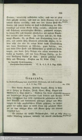 26. Generale, die Wiederaufbringung derer abgetriebenen Waldungen, und sonst betreffend; d. d. 2. Aug. 1763