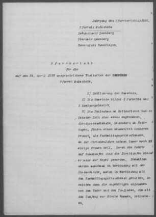 Malmsheim: Pfarrbericht 1932