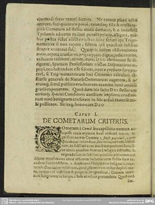 Caput I. De Cometarum Criteriis