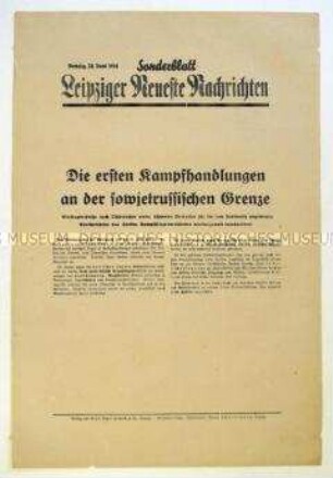 Sonderblatt der "Leipziger Neuesten Nachrichten" zum deutschen Überfall auf die Sowjetunion