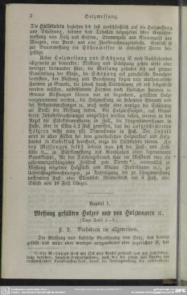 Kapitel I. Messung gefällten Holzes und von Holzwaaren etc.