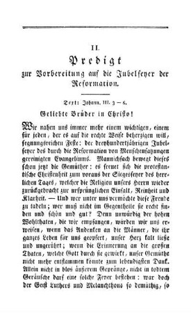 II. Predigt zur Vorbereitung auf die Jubelfeyer der Reformation