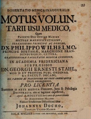 Diss. med. inaug. de motus voluntarii usu medico