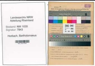Entnazifizierung Bartholomaeus Horbach , geb. 28.08.1887 (Schiffsfuehrer)