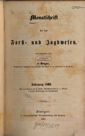 Monatschrift für das Forst- und Jagdwesen. 1862