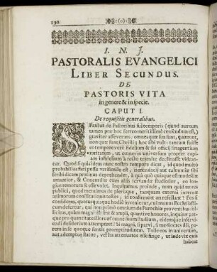 Liber Secundus. De Pastoris Vita in genere & in specie.