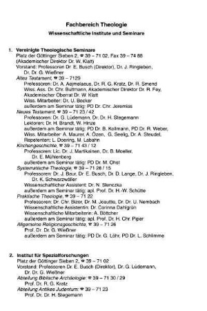 Fachbereich Theologie