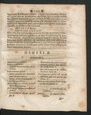 Membri II. Summaria.