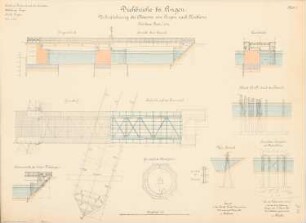 Dortmund-Ems-Kanal. Drehbrücke, Lingen: Chaussee Lingen-Nordhorn: Ansichten, Aufsichten, Grundriss, Schnitte, Details 1:100