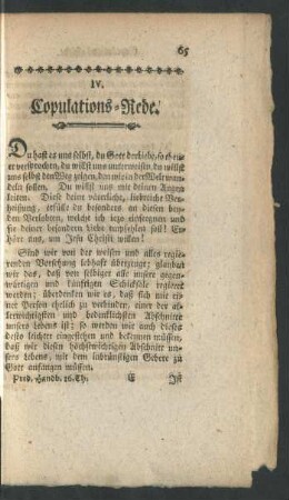 IV. Copulations-Rede