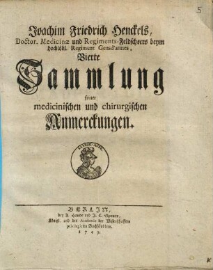 Sammlung medicinischer und chirurgischer Anmerckungen, 4