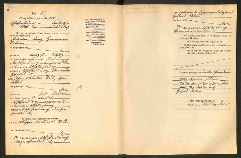 Standesamtsbuch der Stadt Aschaffenburg: Eheschließungen 252/1930 - 130/1931