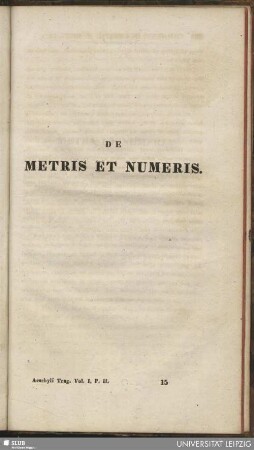 De metris et numeri