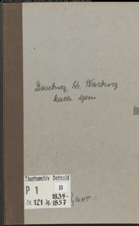 Kirchenbuchduplikat der katholischen Gemeinde Daseburg, Kreis Warburg (GHT 1839-1857) (Gemeinde: Katholische Gemeinde Daseburg)